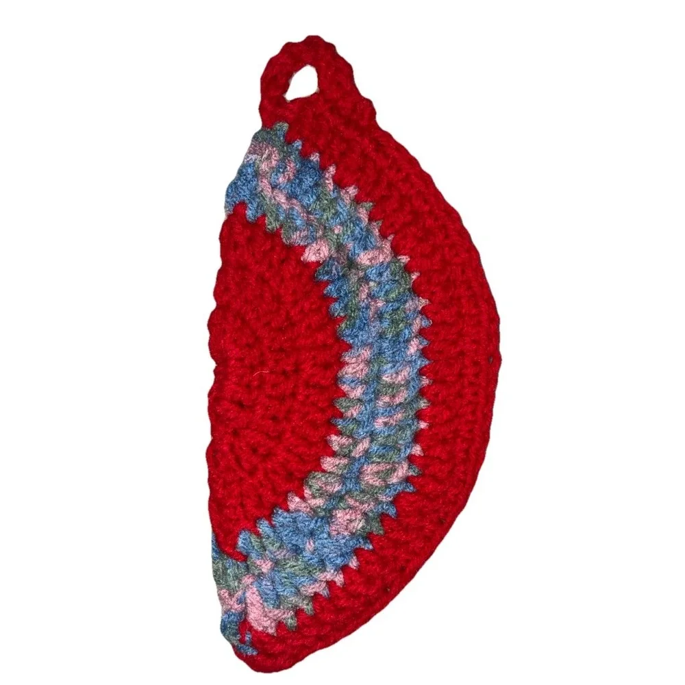 Potholder Crochet Handmade Red 8